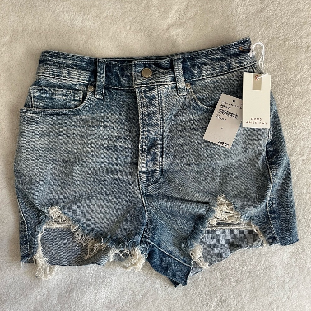 Good American Bombshell Denim Distressed Shorts